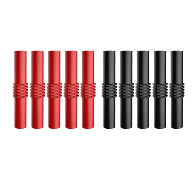 P7023 10 unids/lote de extensión de PVC aislado, conector Banana de 4Mm, adaptador hembra a hembra, acoplador, rojo y negro