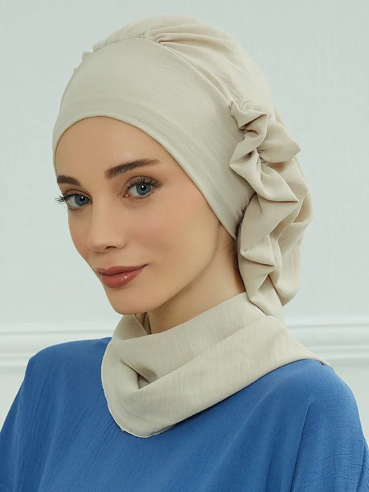 Muslim Hat Hijabs For Woman Cap Hijabs for Women Islamic Turban Hat Ladies Head Scarf Wrap Flower Design