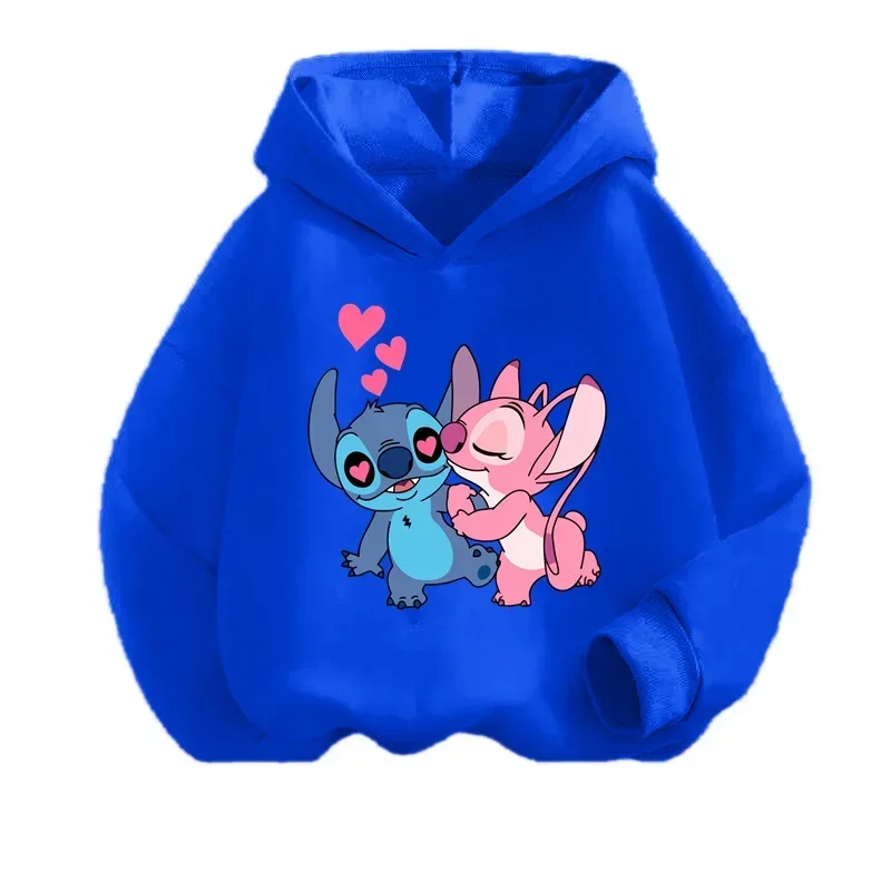 Nowe bluzy z kapturem Stitch dziewczęca bluza jesienno-zimowa z długim rękawem swetry w stylu Harajuku seria Disney Stich Casual topy z kapturem