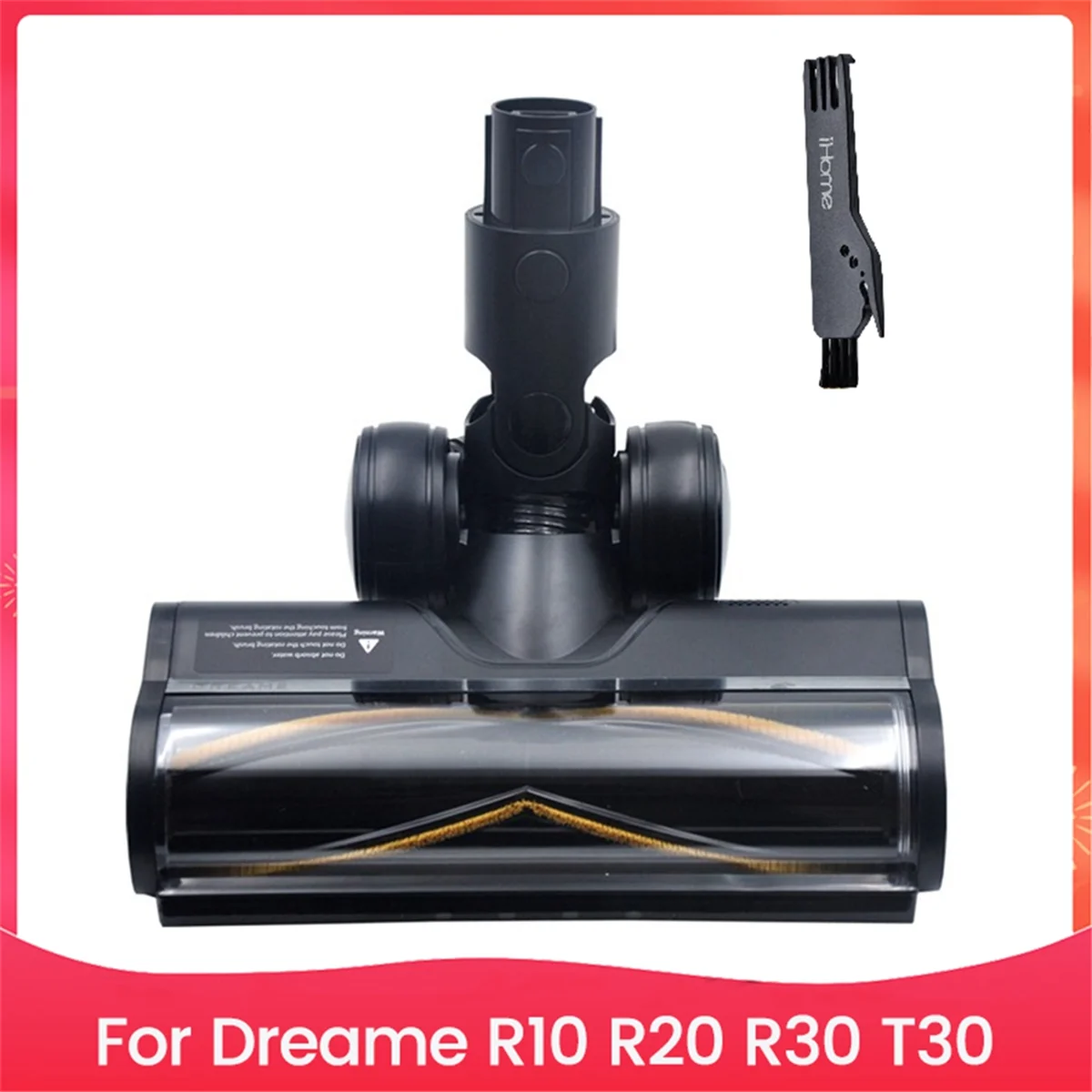 

A47T Vacuum Electric Floor Brush Attachment for Dreame R10 R20 R30 T30 Floor Soft Roller Brush Head with LED Dust Lights
