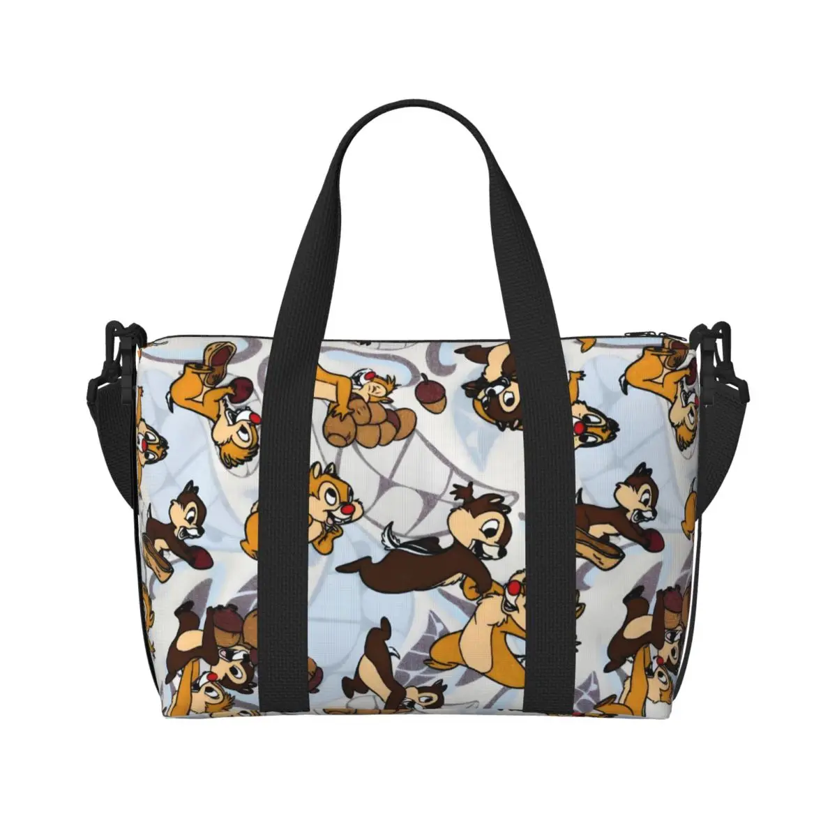 

Custom Funny Cartoon Chip And Dale Tote Bag Women Large Capacity Gym Beach Shoulder Travel Bag