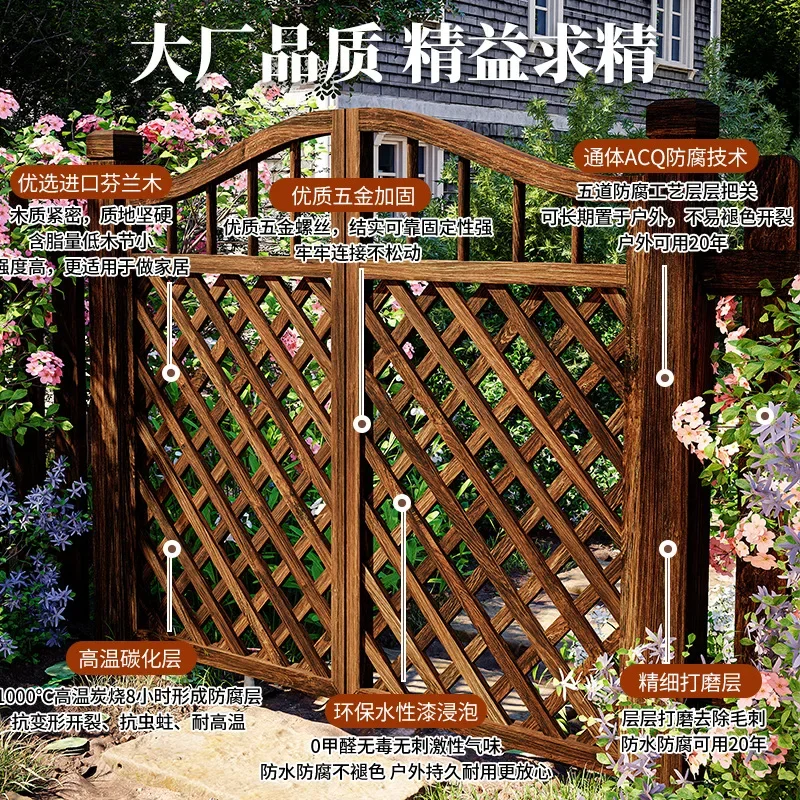 Outdoor preservative wood small fence door yard outdoor courtyard fence fence famous hotel small courtyard wooden door garden en