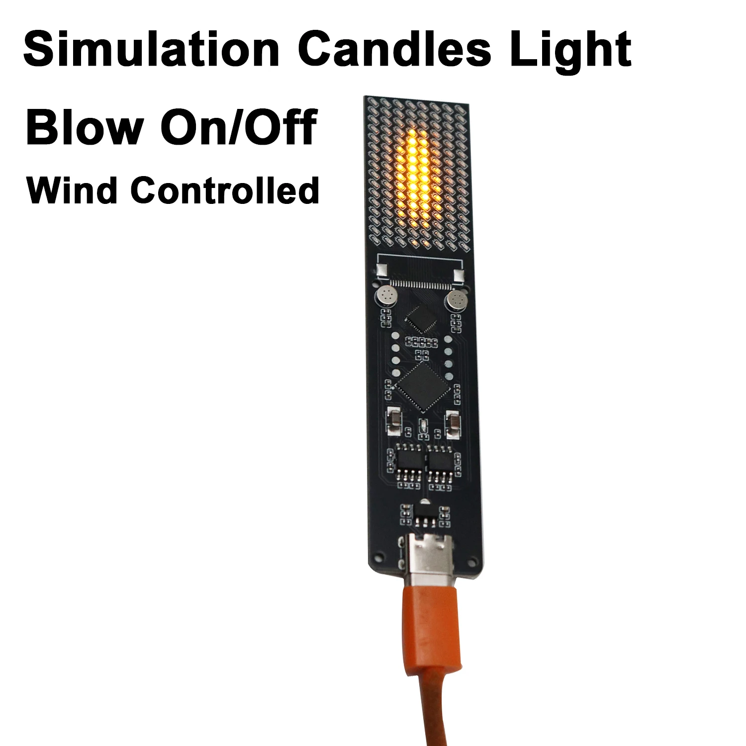 Type-C Simulation Candles Light Blow Control Wind On/Off LED Electronic Candle Flameless Atmosphere Lamp Home Decor nightlight