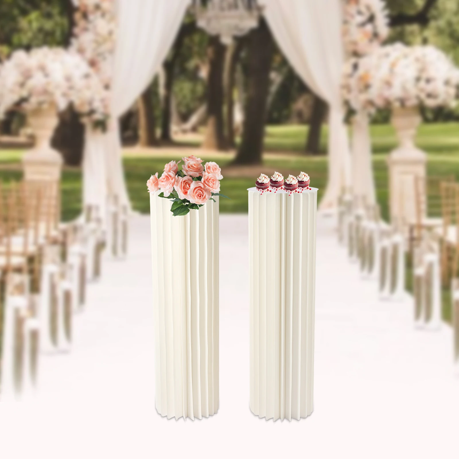 

Wedding Centerpieces Cardboard Vases - 2 Pcs 39.4in Tall Flower Vase Flowers Stand For Party Tables Decorations - Elegant Bulk