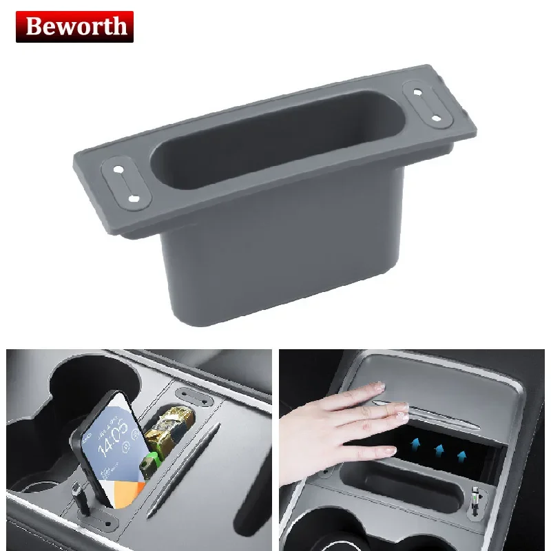 

For Tesla Model 3 Y Center Console Hub Organizer Storage Phone Charging Cable Hole Central Control Box Car Interior Accessories