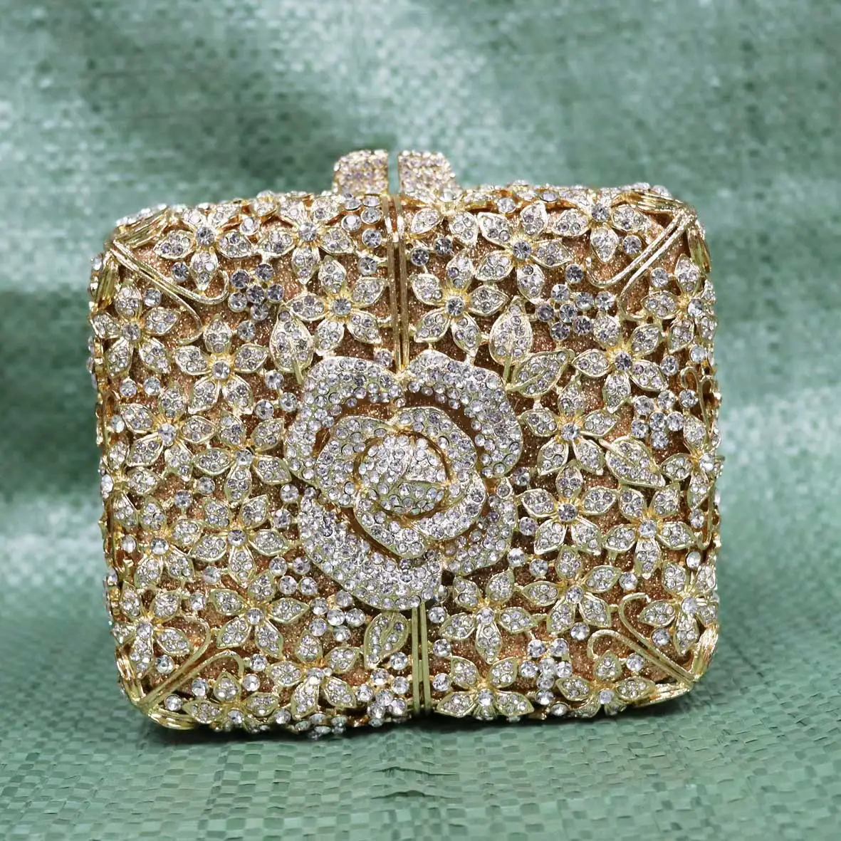 Orange Square Evening Bags Floral Designer Party Purse Wedding Bridal Lovely Formal Female Clutch Bags sm219