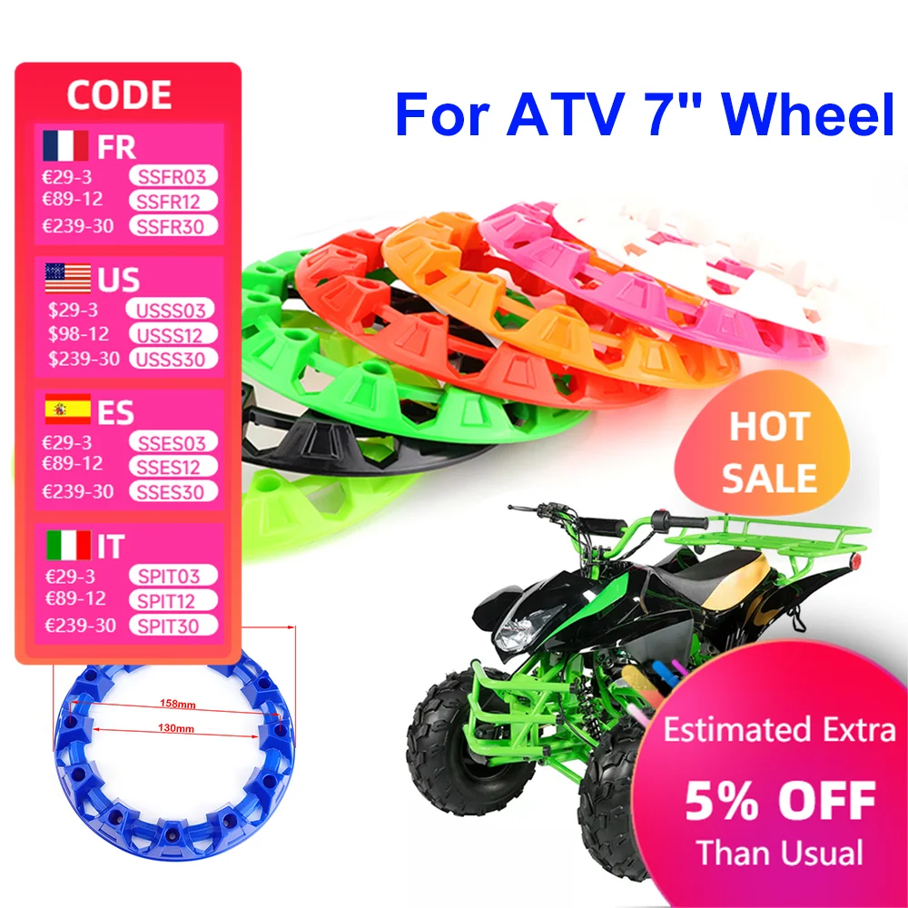 

4 Pcs 7 inch Wheel Trim Hub Protection Decor Rim Cap Plastic Cover For 110cc 125cc 150cc ATV Buggy Quad Go Kart Accessories