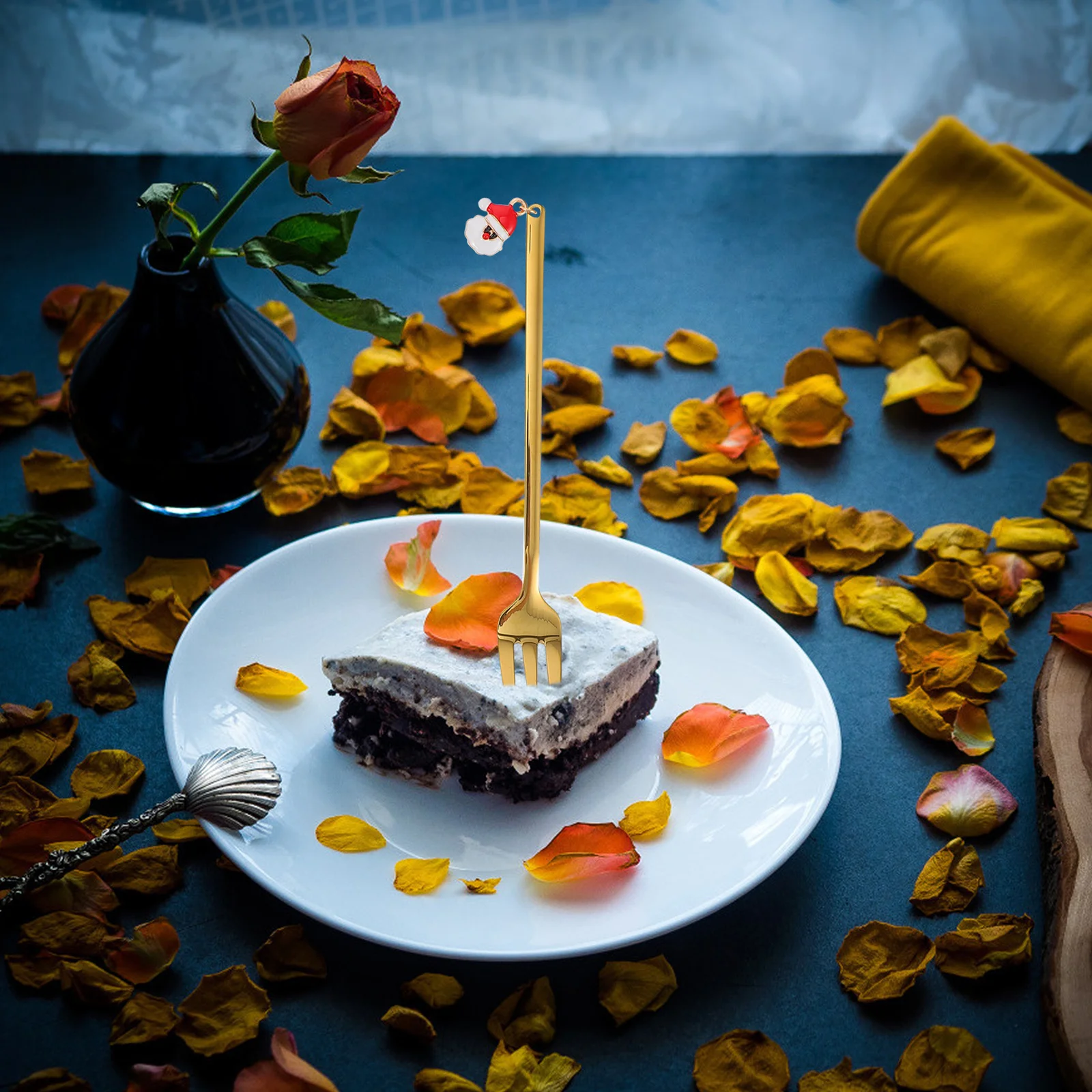 

6Pcs Cake Dessert Forks Christmas Gift Set Stainless Steel Metal Coffee Forks Fine Craftsmanship Clear Texture Dinnerware