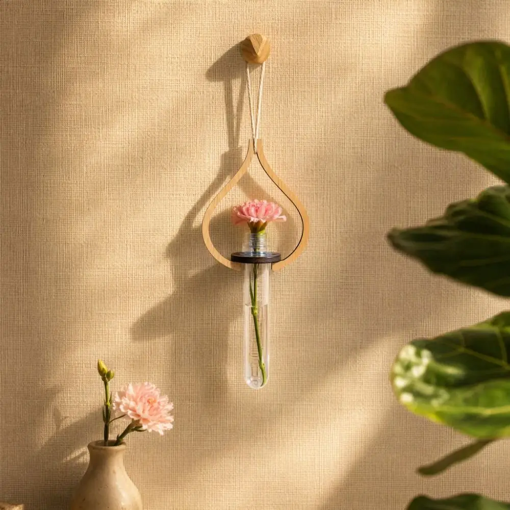 Minimalist Wooden Hydroponic Planter Shelf Home Ornaments Vase Wall Decoration Star Geometric Planter Holder Indoor Plants