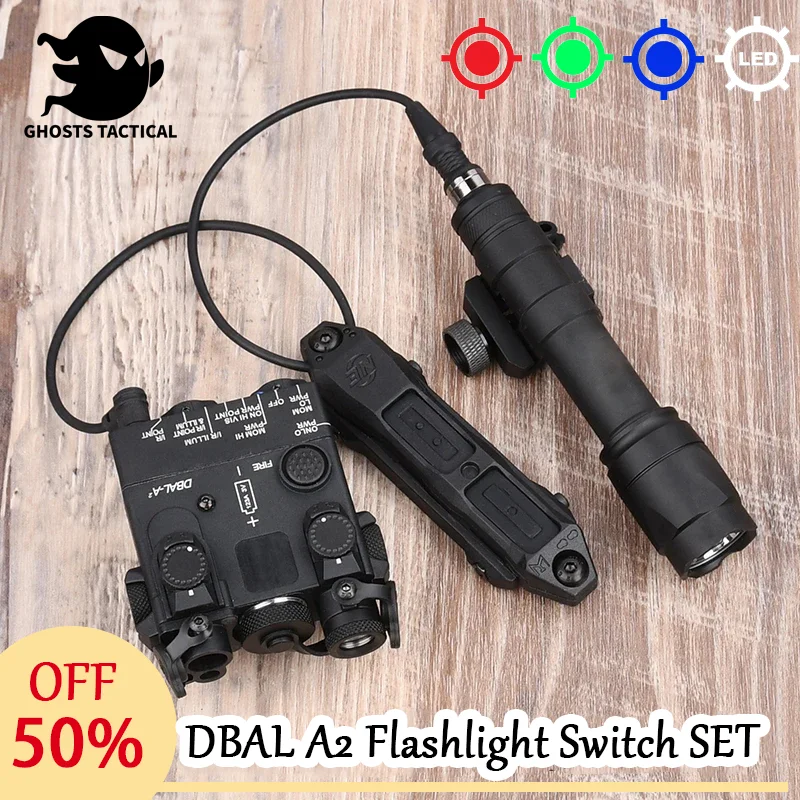 

Tactical DBAL-A2 Red Green Blue LED White light Laser point indicator M300 M600 Flashlight With dual control Pressure Switch