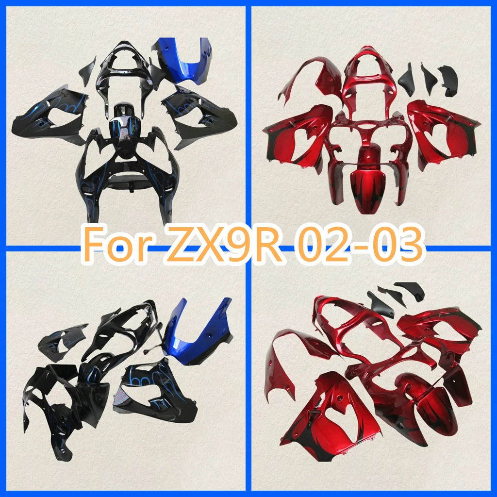 ABS Plastic Motorcycle Fairings Kit Fit for Kawasaki 2002 2003 ZX9R 02 03 ZX-9R ZX 9R Street Sport Body Repair Aftermarket Parts