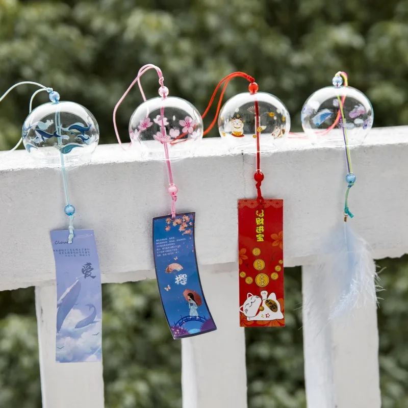 Cute Cherry Blossom Glass Wind Chime Home Door Decoration Creative Birthday Gift Car Pendant Decoration