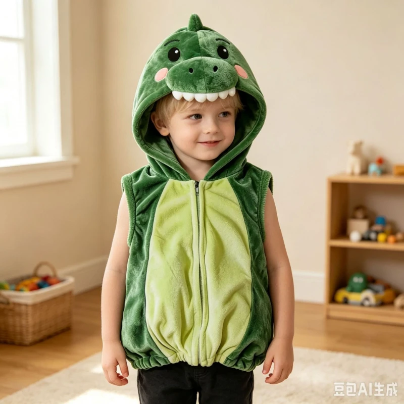 Newborn Infant Toddler Baby Boys Girls Dinosaur Sleeveless Hooded Romper Zipper Vest Cute Animal Warm Costume 0 36M