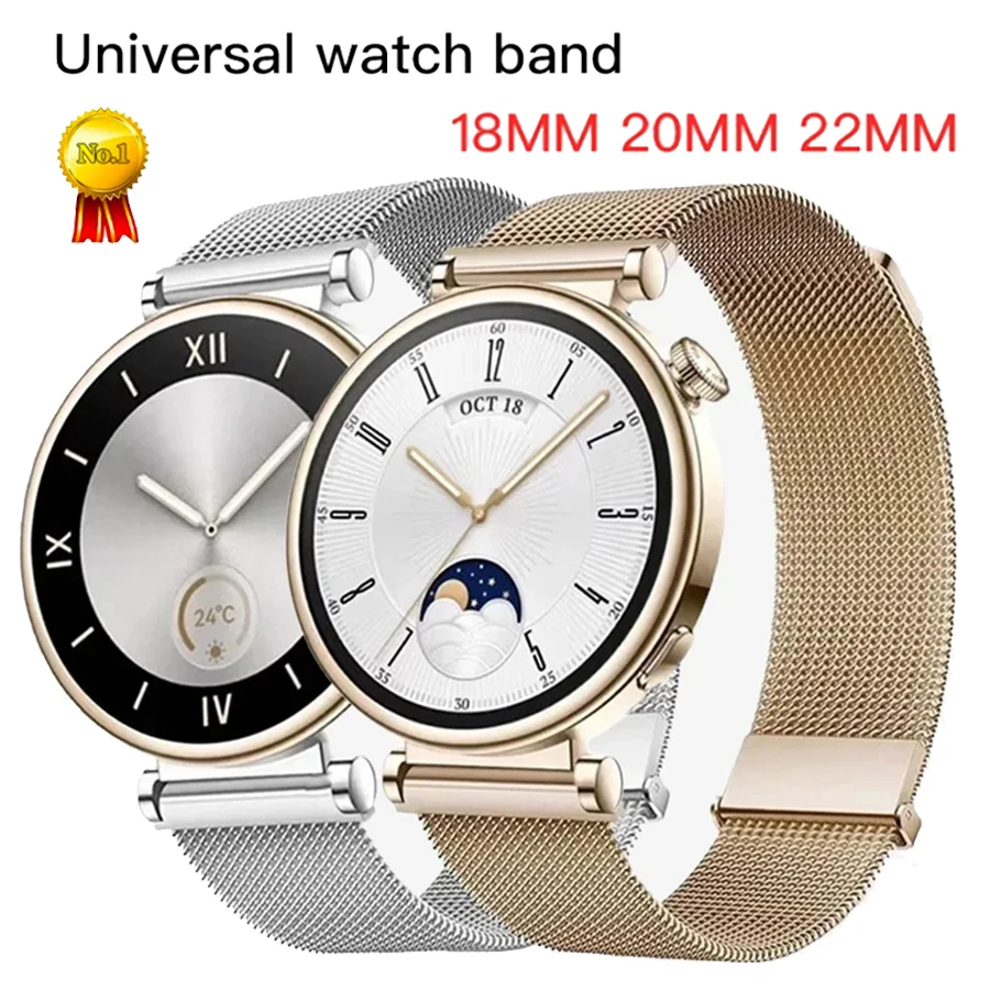 Pulseira de laço milanês de 18mm 20mm 22mm para huawei gt4 41mm 46mm gt3pro para samsung galaxy watch 6 clássico 43 47mm 40 44mm pulseira de metal