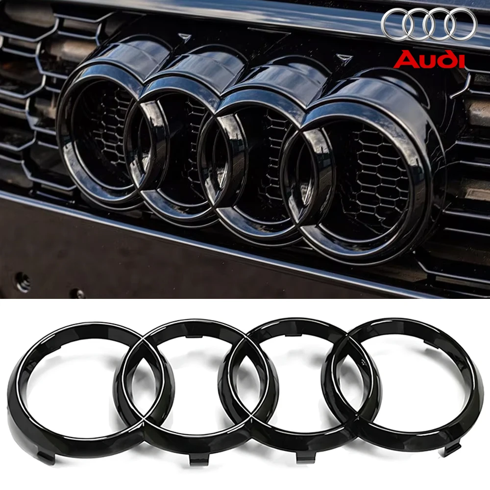 Emblema 3D ABS de 4 Anéis para Capô Dianteiro e Porta-Malas Traseiro de Carros AUDI Q3 Q5 Sportback A4 A3 A5 A6L A7 A4L Q2L Q7 Q8 S5 S6 S7 R8 S4