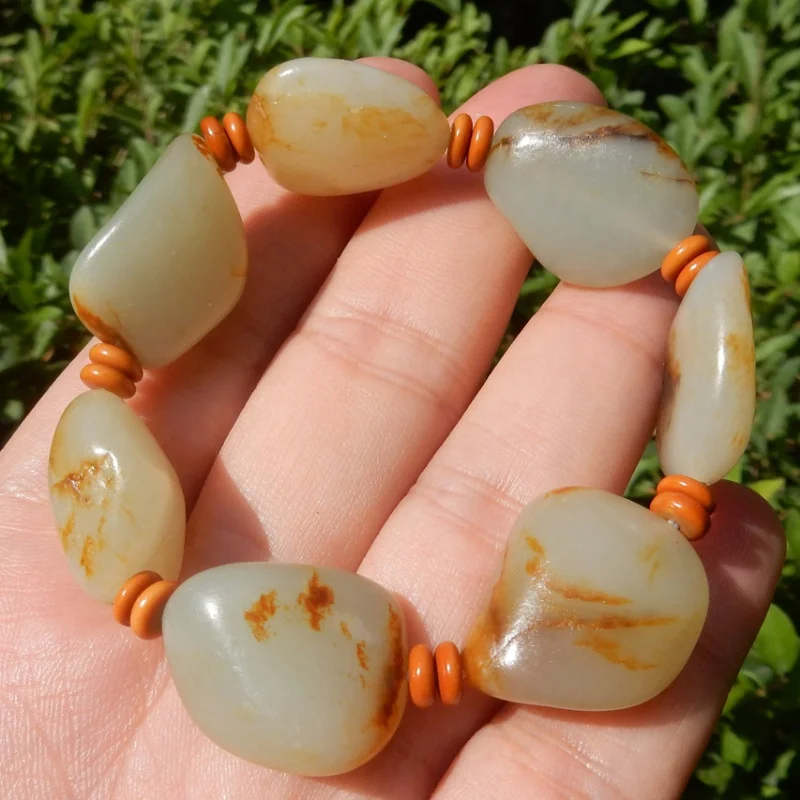 

Hetian, семена нефрита, кожа с бусинами, браслет, ювелирные изделия