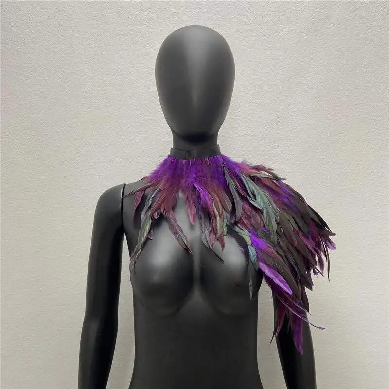 Feather Shrug Shawl Shoulder Wrap Cape Retro Gothic Collar Cosplay Party Stage Performance Fake Collar Costume Accessories - view 5