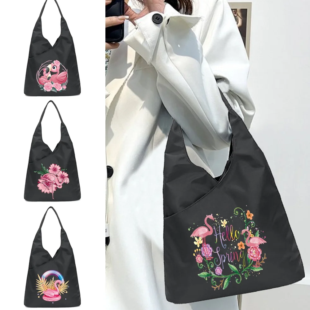 Saco de compras feminino menina grande capacidade reutilizável armazenamento bolsa multifuncional viagem bolsa de ombro dobrável eco mercearia tote