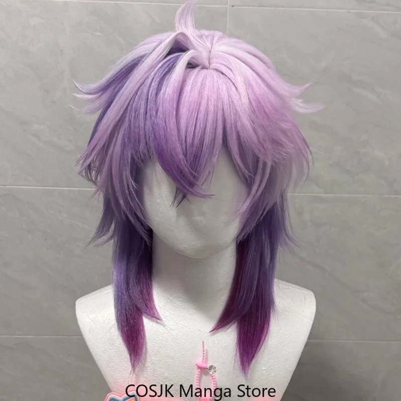 Peluca de Cosplay del Personaje Durin del Juego Genshin Impact, Peluca de Cabello Sintético Corto con Mechas de Color Mixto y Cuero Cabelludo Falso Natural