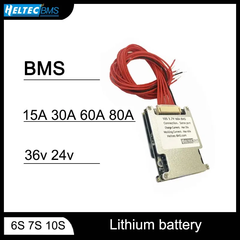 

Heltecbms bms 10s 36v 24v bms 6s 7s 15A 30A 60A 80A balance ebike/electric bicycle battery 36v motor 600W 1200W/wheel 36v 350w