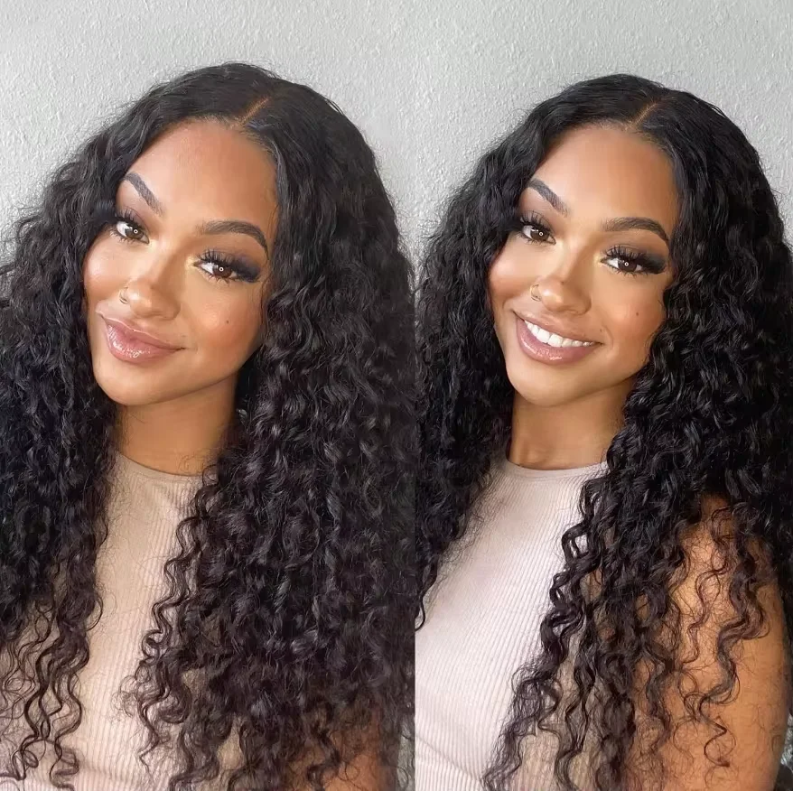 250% Density 40 42 inch 13x6 Glueless Wig Deep Wave Human Hair Wigs HD Lace Wigs For All African American Women Pre Plucked Baby Hair Natural Hairline Daily Party Wedding Wear Clearance Big Discount L image 2
