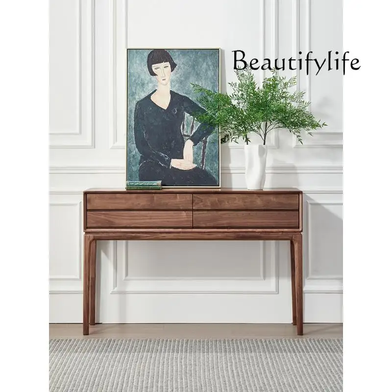 New Chinese Style Black Walnut Solid Wood Console Tables American Retro Altar Modern Simple Home a Long Narrow Table