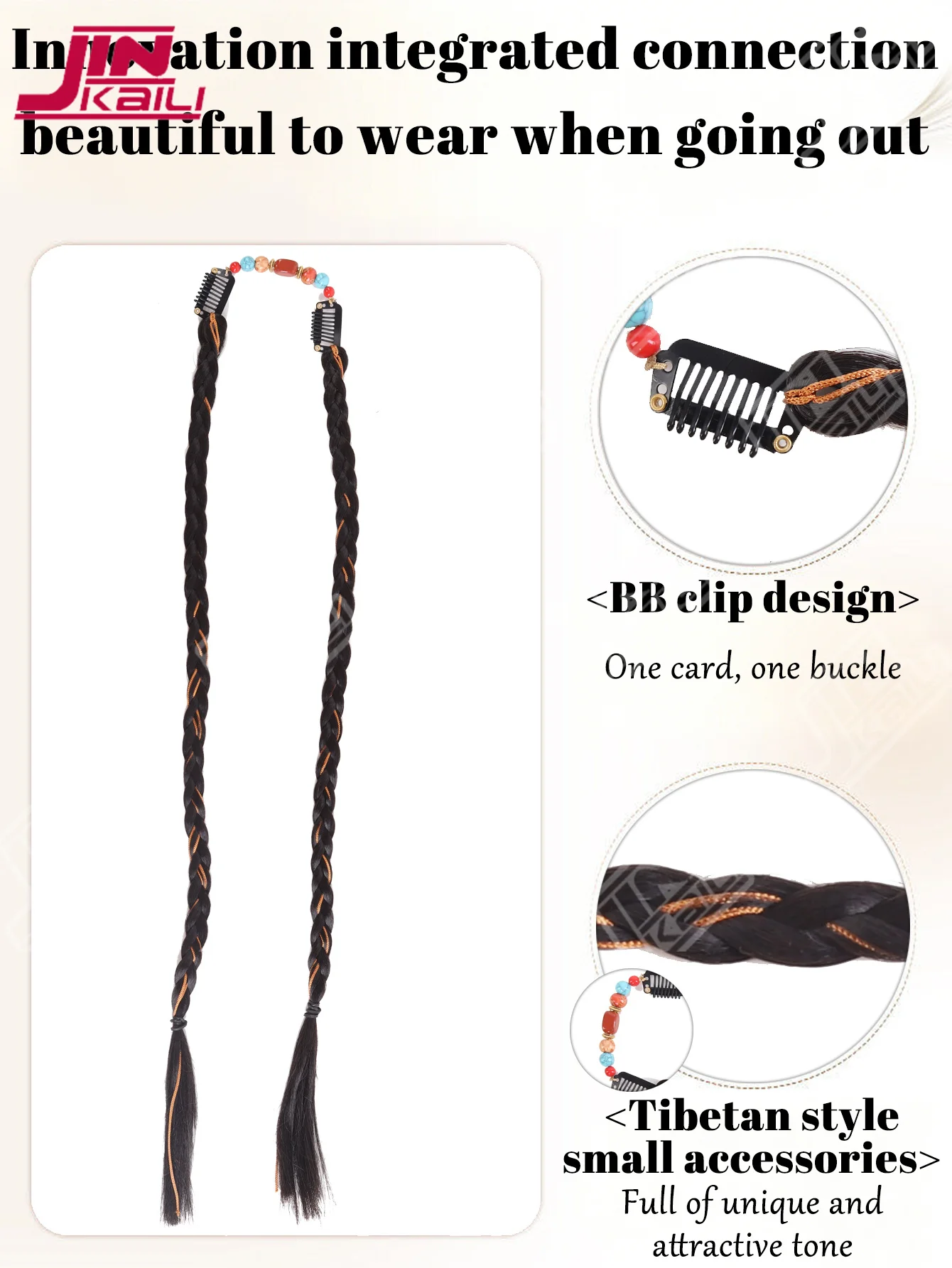 Exotic Style Hair Accessory Braided Wig Braided Synthetic Wigs for Women BB Clip Extensions Suitable for Everyday and Holiday JK