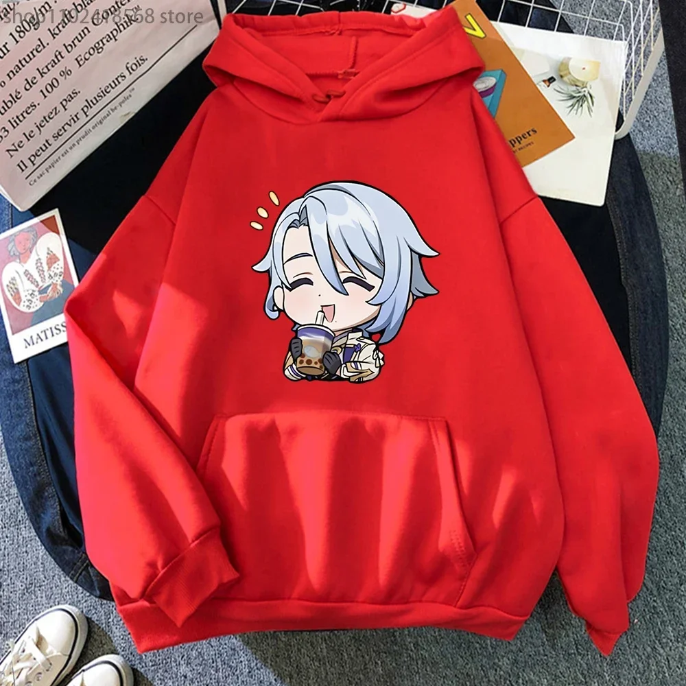 Genshin Impact Kamisato Ayato Hoodie Anime Cartoon Print Long Sleeve Funny To Drink Milk Tea EU Size Sudaderas Para Mujer Casual