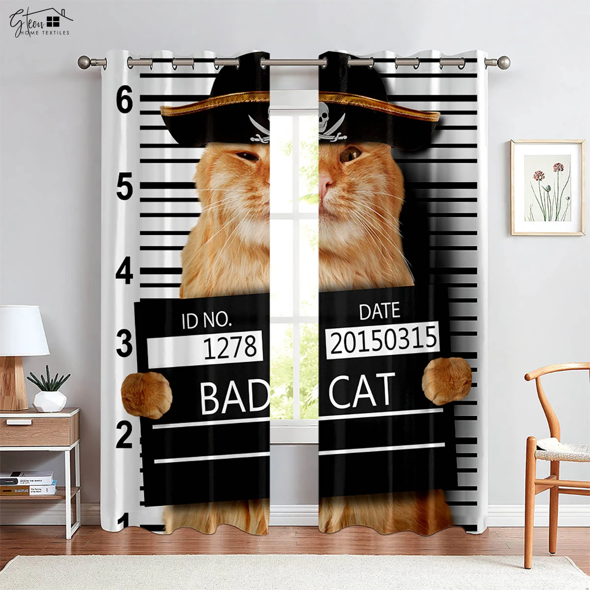 Cute Cat Cartoon Pattern 3D Printing Curtains Boys Girls Bedroom Children's Room Living Room Gift Decoration Curtains 2PCS