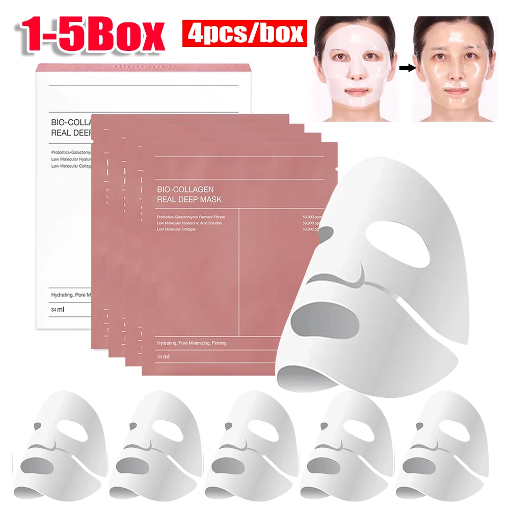 4Pcs/box Moisturizing Face Mask Reduce Wrinkles Bio Collagen Overnight Mask Firming Mask Collagen Deep Mask for Skin Care