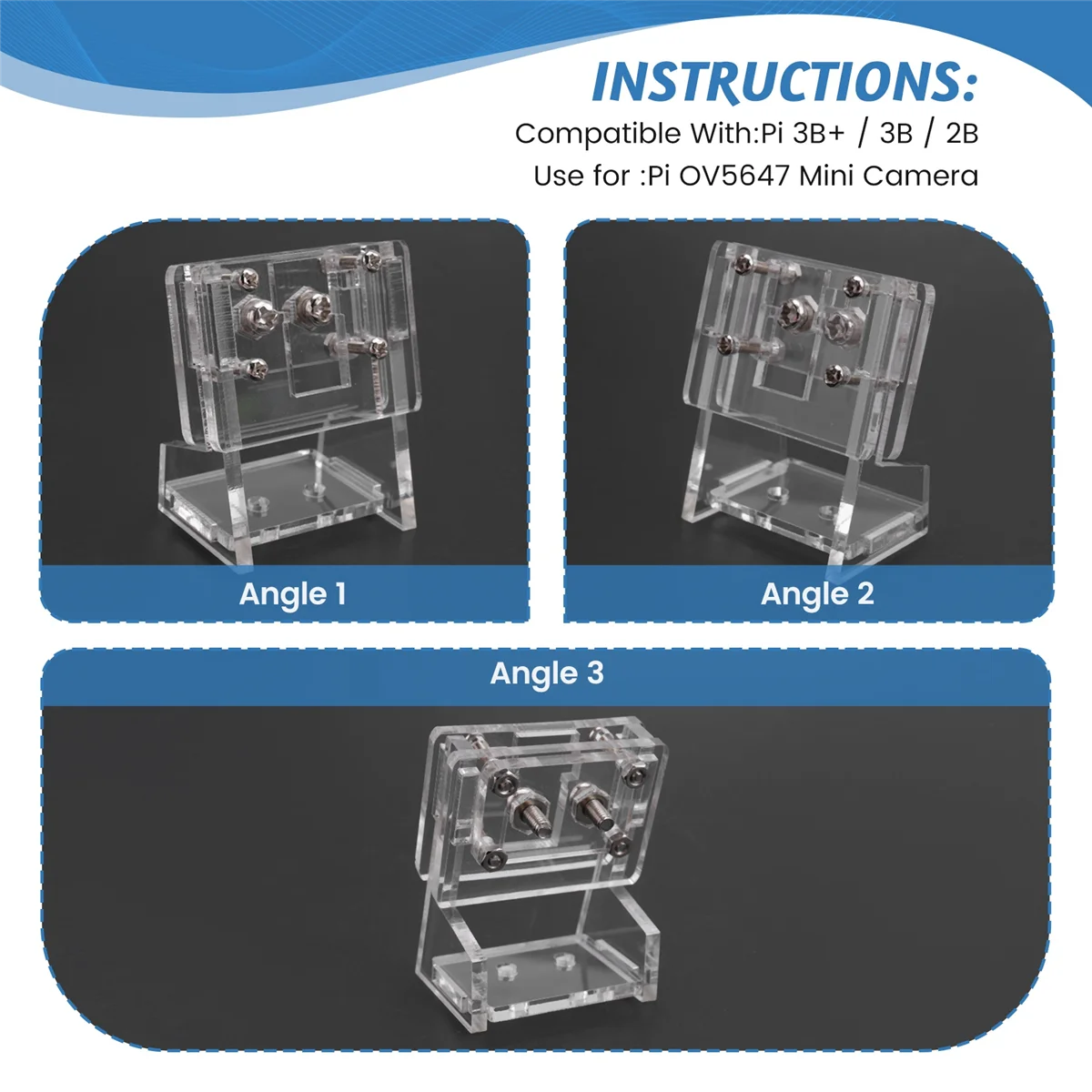 Ov5647 Mini cámara soporte acrílico soporte de cámara web transparente para cámara Raspberry Pi 3 YDH