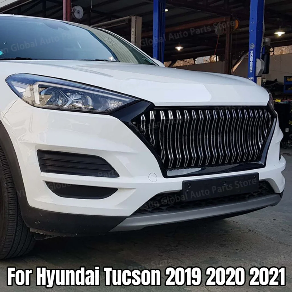 For Hyundai Tucson 2019 2020 2021 ABS Black/Electroplate Front Grill Radiator Grille Frame Trim Car Styling Grille Decorate