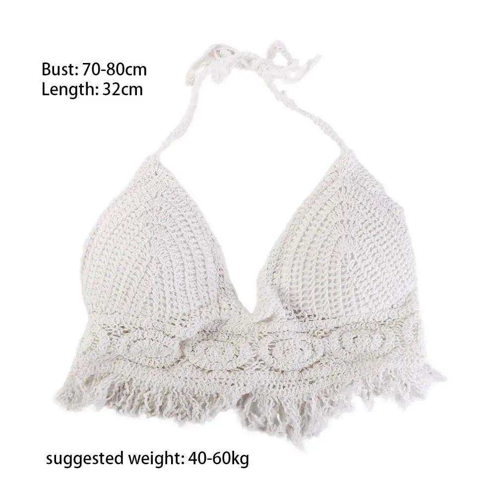 Bathing Suit Slim Beachwear Short Tassel Bohemia Style Vest Female Embroidery Camisole Knitted Bikinis Women Crochet Swimsuit