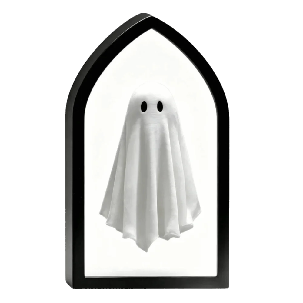 LED Light Up Ghost Mirror Floating Ghost Wooden Frame Hologram Ghost Mirror Holographic Lighted Illusion Mirror Halloween Party
