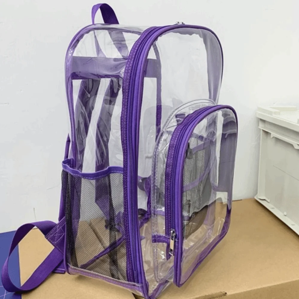 PVC 透明バックパック大容量防水学生スクールバッグイン大型ハンドバッグ収納袋クリアショルダーバッグアウトドア