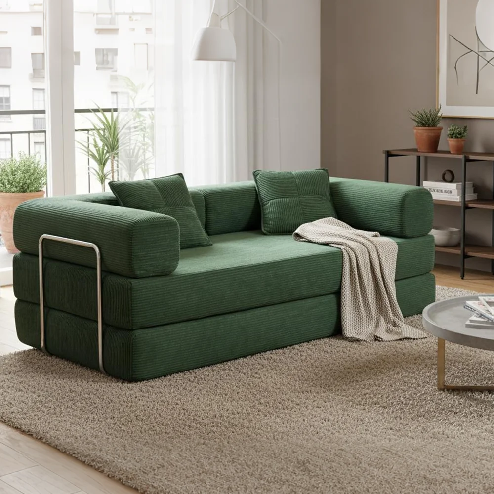 Luxury Sofa Bed Convertible to Folding Couch Fabric Vacuum Compressed Sofa for Small Apartments and Homes