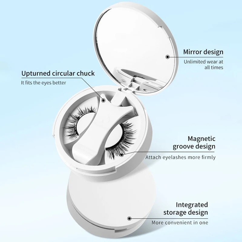 เครื่องต่อขนตาแบบ3มิติสำหรับปลอมแม่เหล็กคีมหนีบขนตาปลอมแบบพกพาที่หนีบดัดกล่องแบบไม่ใช้กาว peralatan Rias
