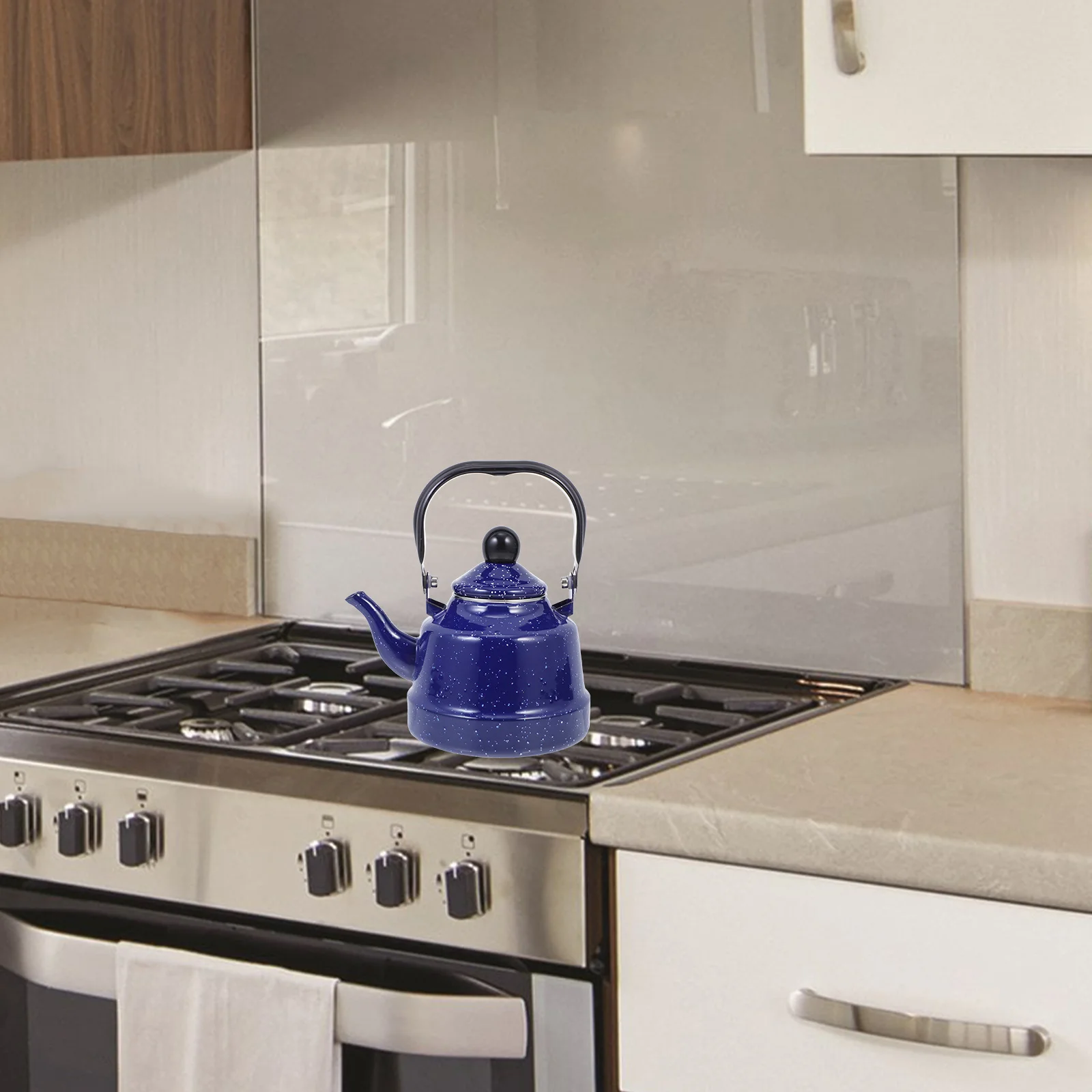 

Vintage Enamel Teakettle with Comfortable Handle Hot Beverage Kettle for Home Office Hotel Tea House Easy Clean