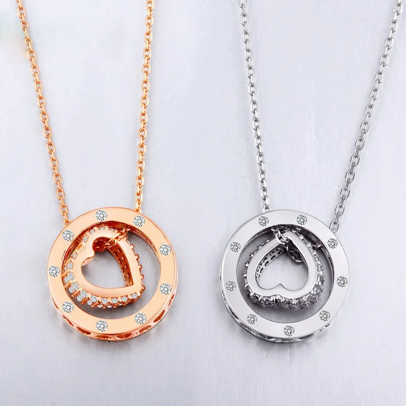 Cute Romantic Heart-Shape Geometric Pendant Necklaces For Women Lovers\' Accessories Neck Jewelry Charming Fashion Best Gift