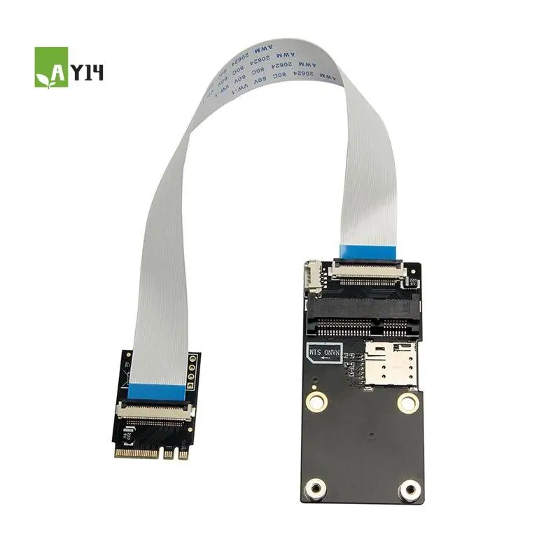 AY14 -M.2 A-E KEY To Mini Pcie 3G/4G Network Module Wifi Wireless Network Card Extension Cable FPC Cable With SIM Card Slot