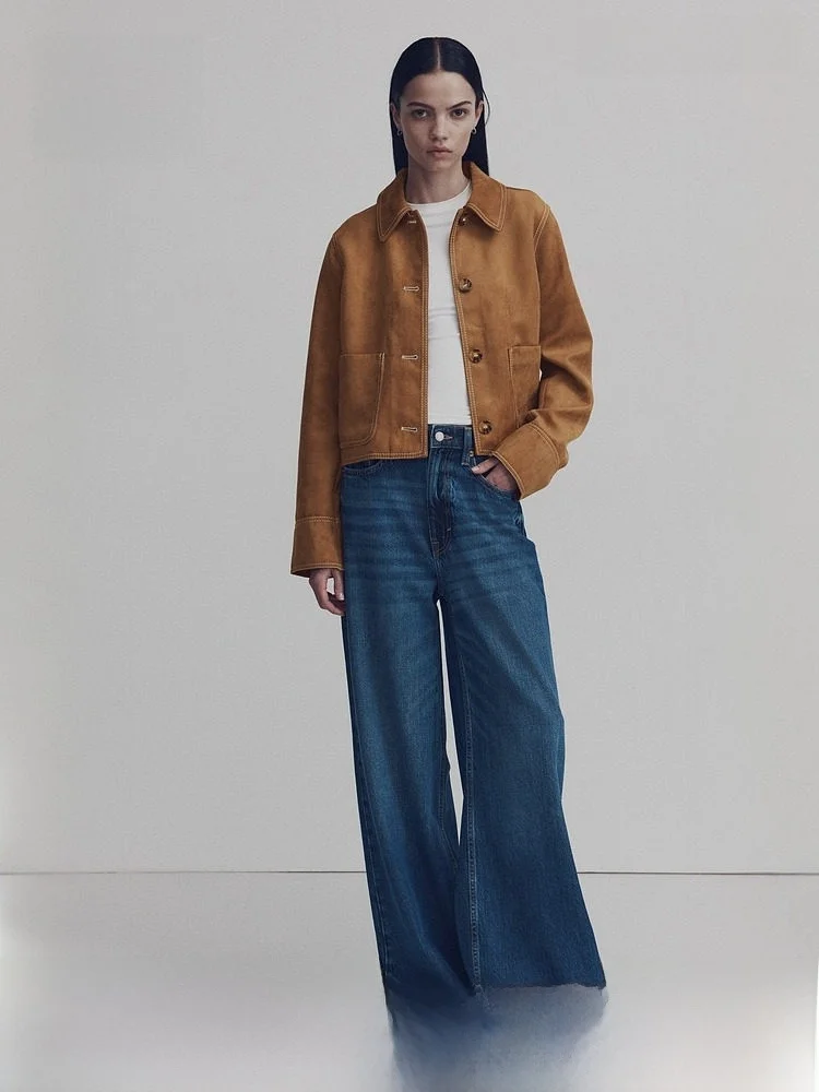 

Летняя женская куртка H&M с отложным воротником, короткая верхняя одежда из полиэстера, с карманами на пуговицах, стильная модель, женское пальто