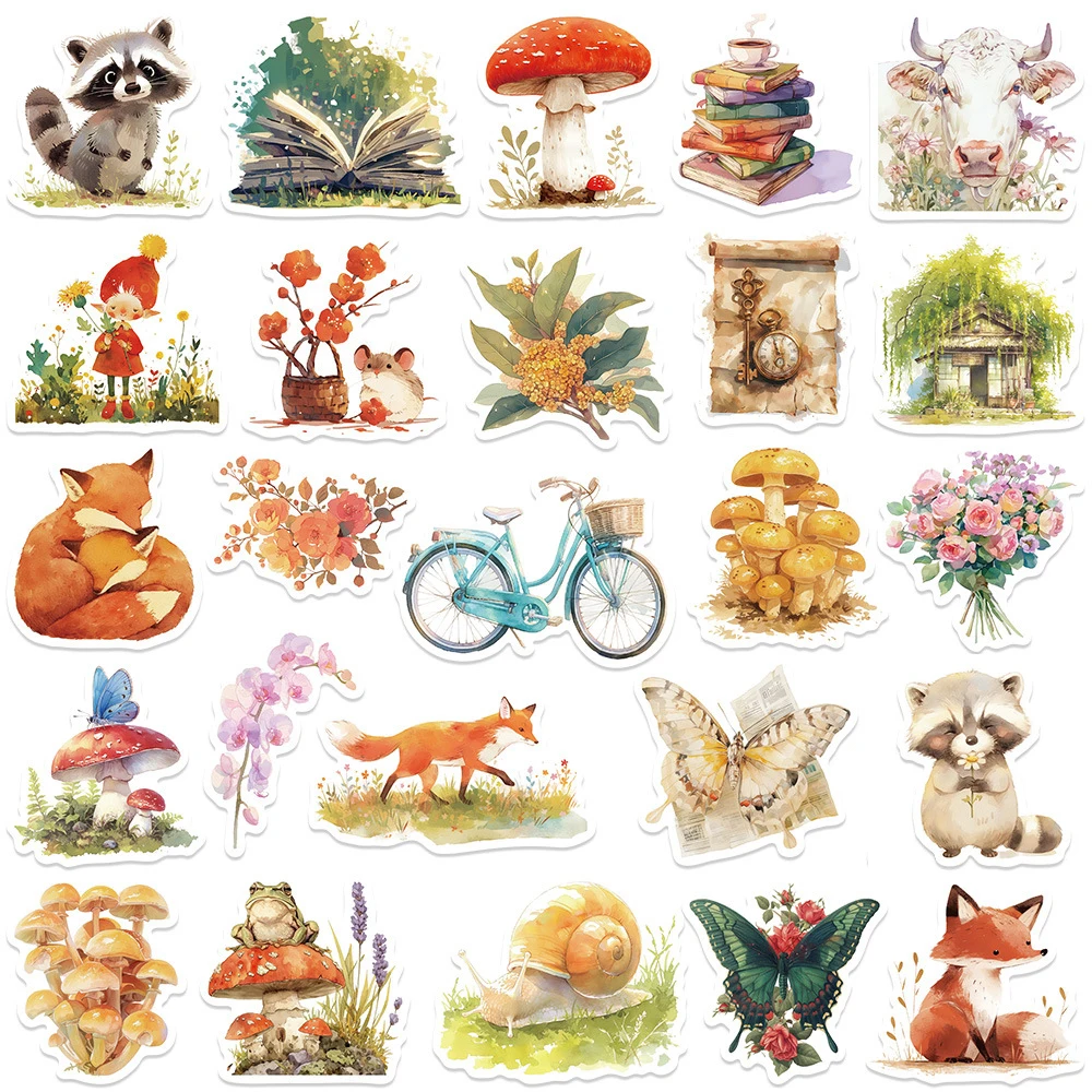 10/30/50pcs Vintage Sprookje Dier Boek Illustraties Sprookjes Stickers Esthetische Retro Cartoon Decoratie Decals Speelgoed gift