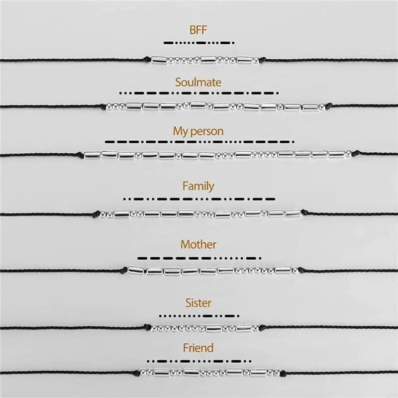 Round Spacer Beads Long Tube Spacer Beads Manually Adjustable Bracelet Necklace Morse Code Decoding Card Rope Set