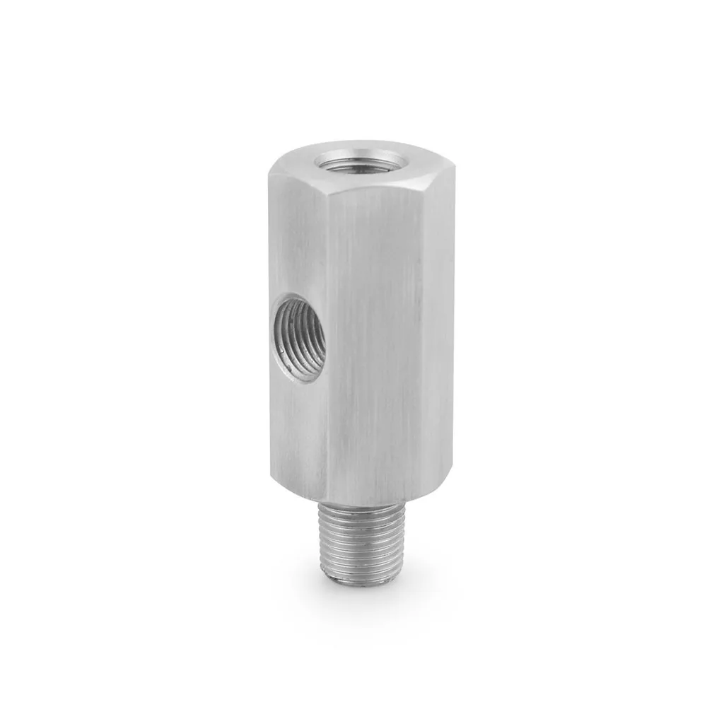 Conector de Sensor de presión de aceite de orificios laterales de acero inoxidable, 1/8 "NPT hembra a M12, M10, M14, medidor de línea de alimentación, adaptador en T