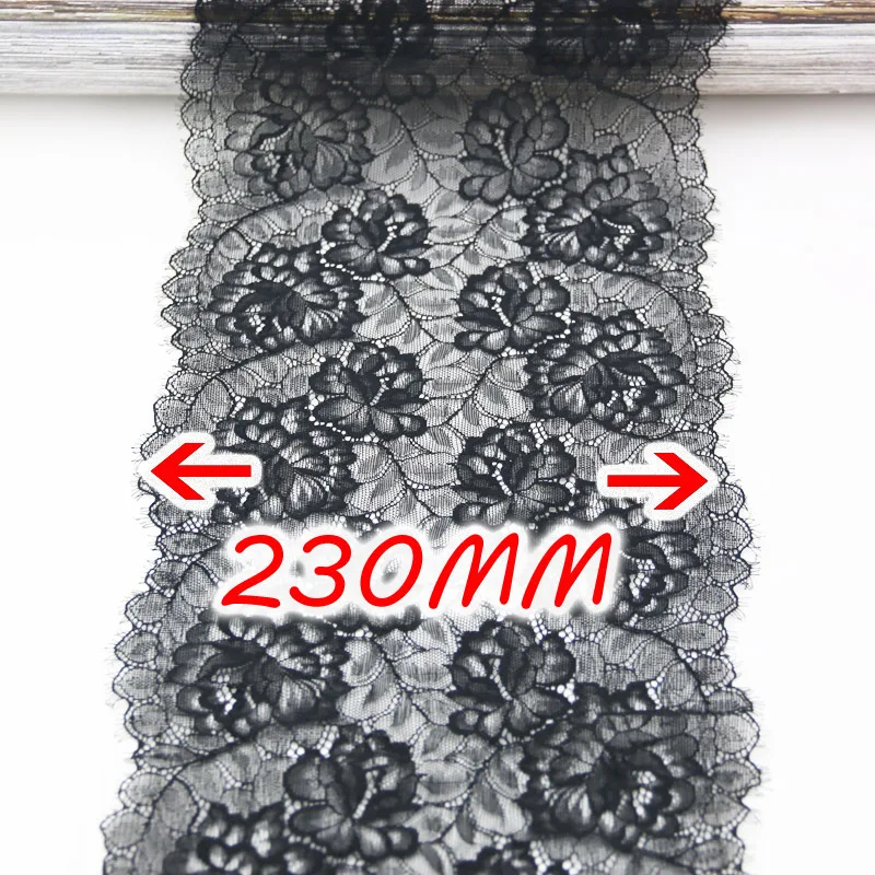 (3 meters) 23cm flower Stretch Lace Trims For Clothing Accessories Dress Sewing Applique Costume Lace Fabrics