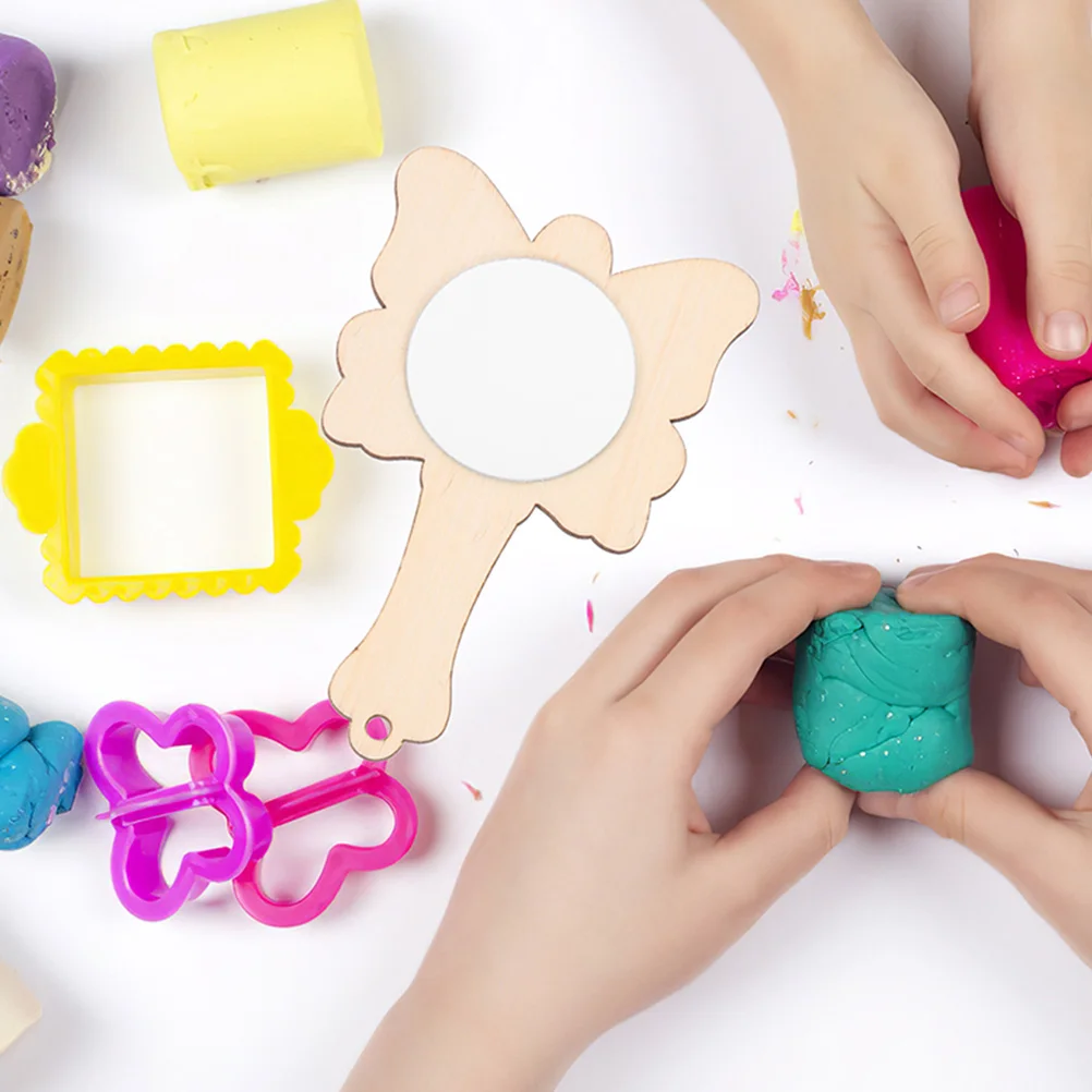 

8 Pcs H made DIY Wooden Craft Kids Toy Lightweight Mirror With H Snowflake Toy Mirror Mold Vanity Teaching Aids