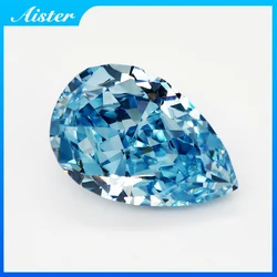 New Ice Blue Pear Crushed Ice Cut Cubic Zirconia High Carbon Lab Diamond CZ Gemstone 4K Cut 5A+ Quality for Jewelry Making