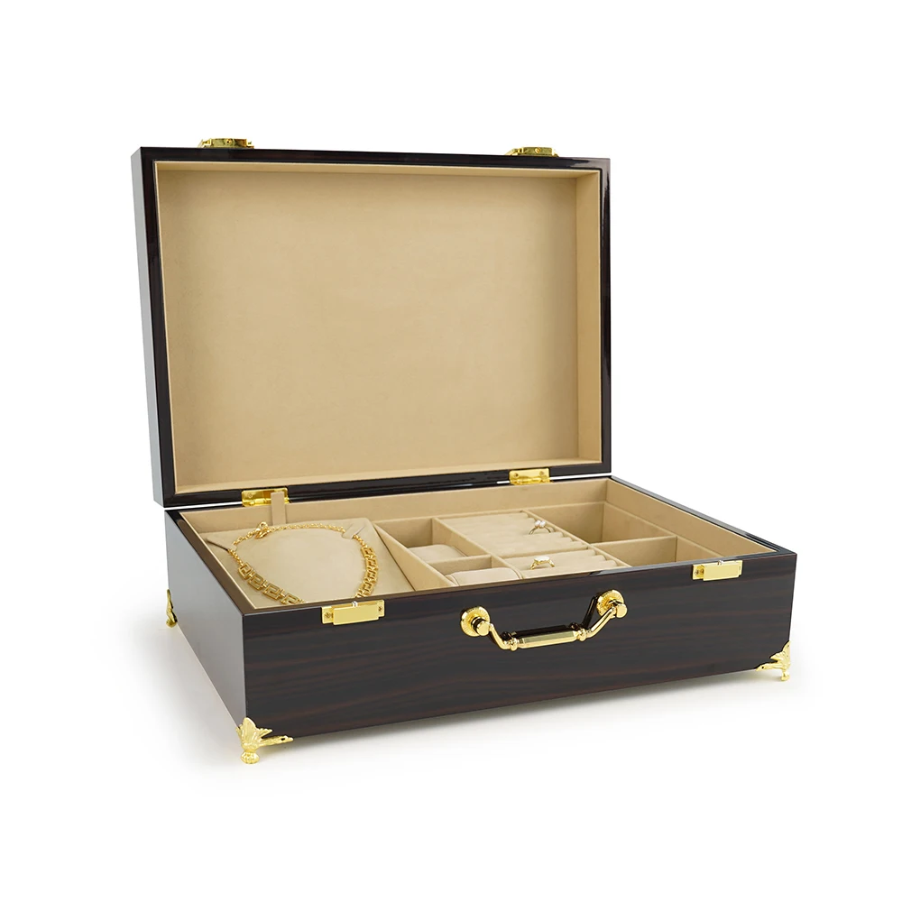 

High Quality Luxury Classic Woodgrain Jewelry Box Organizer Custom Logo Velvet Storage Customizable Luxury Packaging Case