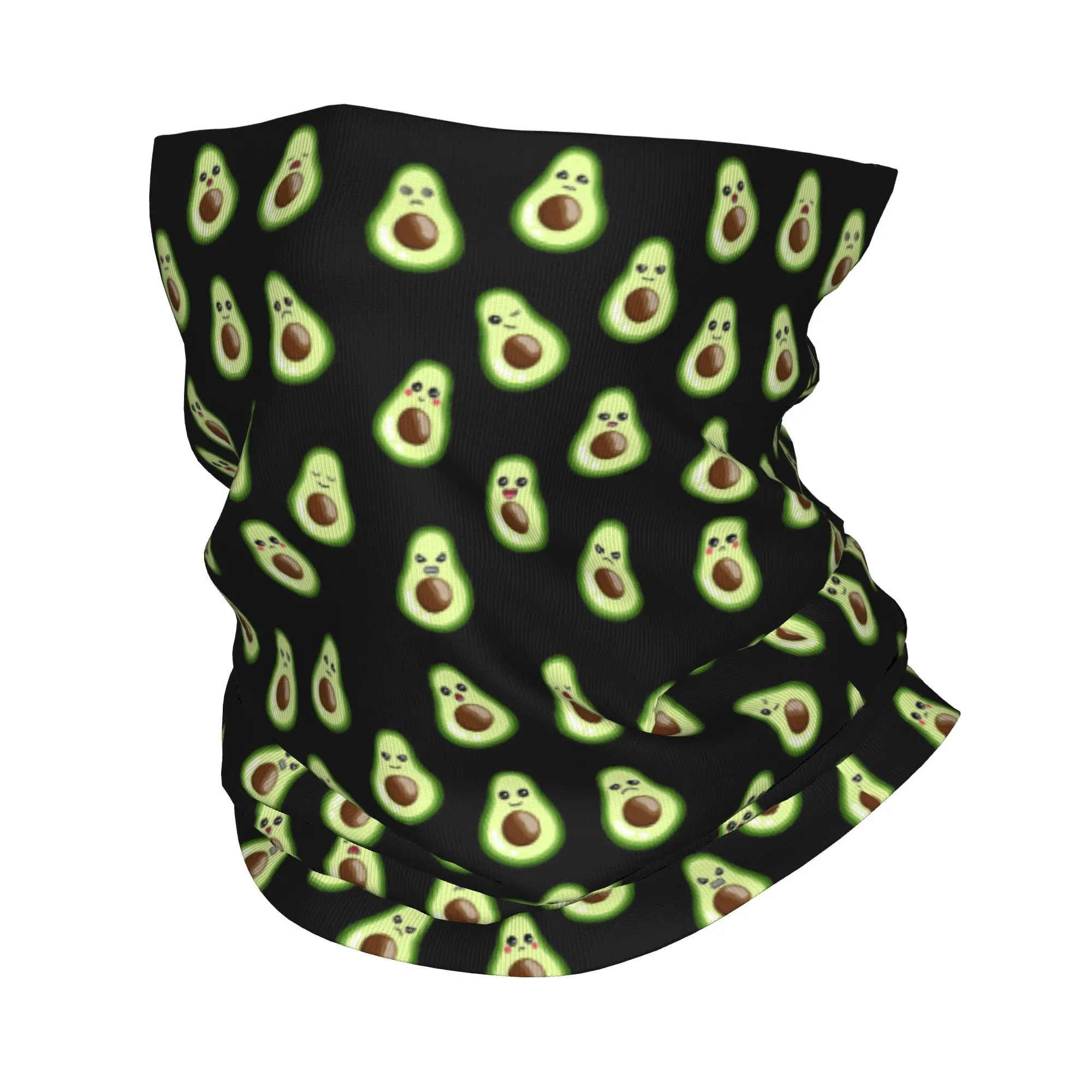 Divertidos emoticonos de aguacate Bandana cubierta para el cuello máscara impresa bufanda diadema multifunción correr Unisex adulto a prueba de viento