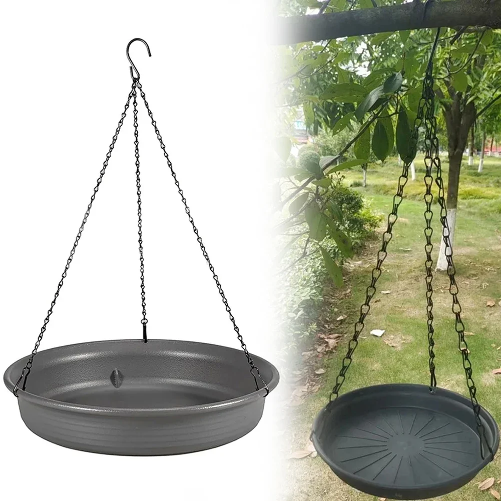 1pcs Hanging Bird Feeding Tray Garden Bird Feeder With Durable-Chains Outdoor Garden Weather Proof Detachable Bird Bath Tray